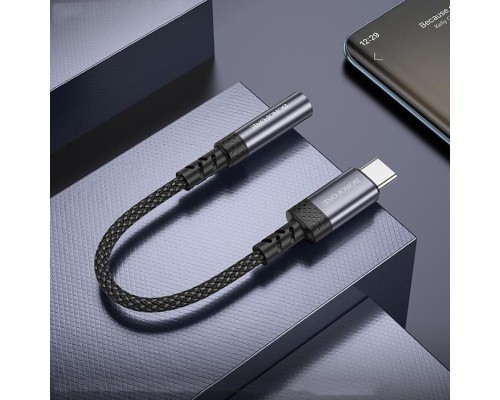 Перехідник BOROFONE BV24 Graceful digital audio converter cable Type-C to 3.5mm Metal Grey (6941991118999)