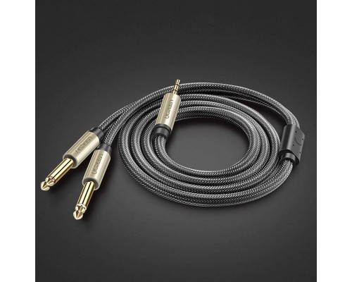 Аудіокабель UGREEN 3.5mm TRS to Dual 6.35mm TS Audio Cable 1m (Gray) (UGR-10613)