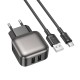 Мережевий зарядний пристрій BOROFONE BAS51A Absolute dual-port charger set(Type-C) Black (6941991116131)