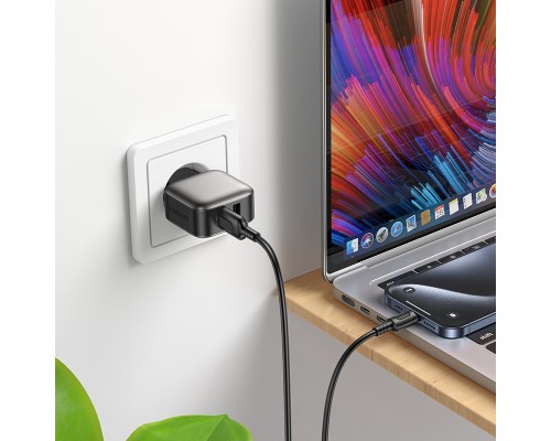 Мережевий зарядний пристрій BOROFONE BAS51A Absolute dual-port charger set(Type-C) Black (6941991116131)