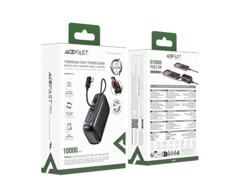 Зовнішній акумулятор ACEFAST M27-10000 22.5W power bank with USB-C port and cable Metal Gray (6974316285359)