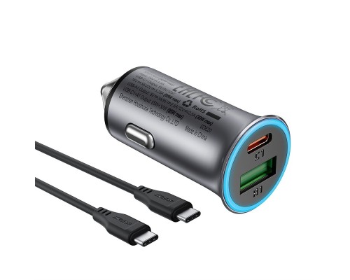 Автомобільний зарядний пристрій ACEFAST B16 95W (USB-A+USB-C) dual port metal car charger set (P5) Metal Gray (6974316285304)