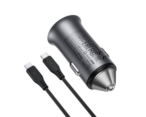 Автомобільний зарядний пристрій ACEFAST B16 95W (USB-A+USB-C) dual port metal car charger set (P5) Metal Gray (6974316285304)