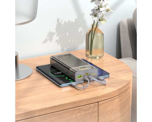 Зовнішній акумулятор HOCO J104A Discovery edition 22.5W fully compatible power bank with cable(20000mAh) Gray (6931474788962)