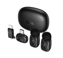 Бездротова мікрофонна система HOCO L19 Graceful dual-mic (iP/Type-C) Black (6942007655477)