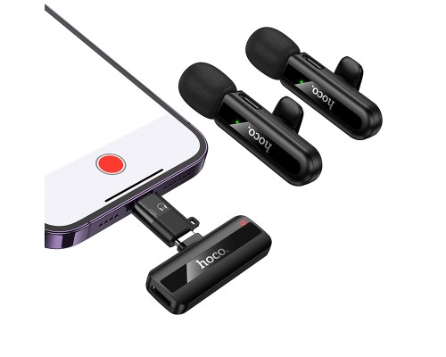 Бездротова мікрофонна система HOCO L20A Fair dual-mic (iP/Type-C) Black (6942007655507)