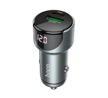 Автомобільний зарядний пристрій HOCO Z42 Light road dual port digital display PD20W+QC3.0 car charger Metal Gray (6931474742551)