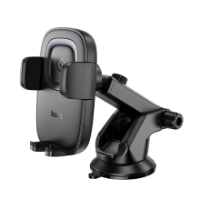 Автотримач для телефона з БЗП HOCO HW32 Crown push-type wireless charging car holder (center console) Black Metal Gray (6942007646949)