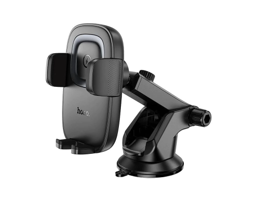 Автотримач для телефона з БЗП HOCO HW32 Crown push-type wireless charging car holder (center console) Black Metal Gray (6942007646949)