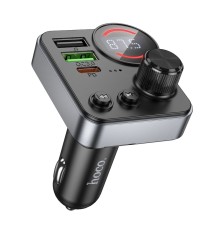 АЗП з FM-модулятором HOCO E86 Alegria 48W dual port PD30W+QC3.0 car BT FM transmitter Black (6942007646956)