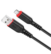 Кабель HOCO X59 USB to Micro 2.4A, 1m, nylon, TPE connectors, Black (6931474744890)