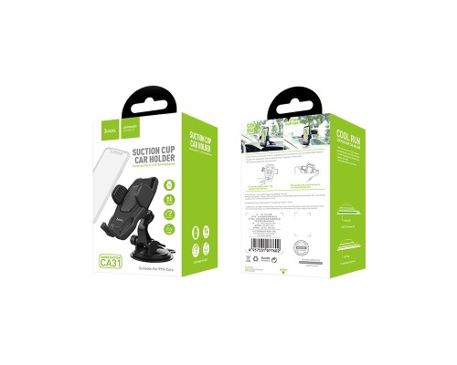 Автотримач для телефона HOCO CA31 cool run suction cup car holder Black (6957531077602)