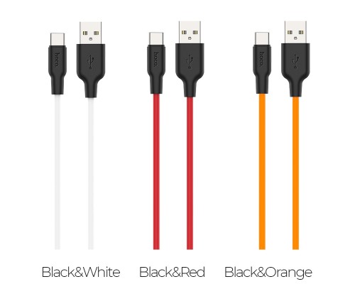 Кабель HOCO X21 Plus USB to Type-C 3A, 2m, silicone, silicone connectors, Black+White (6931474713889)