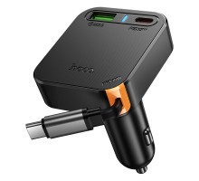 Автомобільний зарядний пристрій HOCONZ18 Guardian PD65W(2C1A) car charger with retractable cable Black (6942007658546)