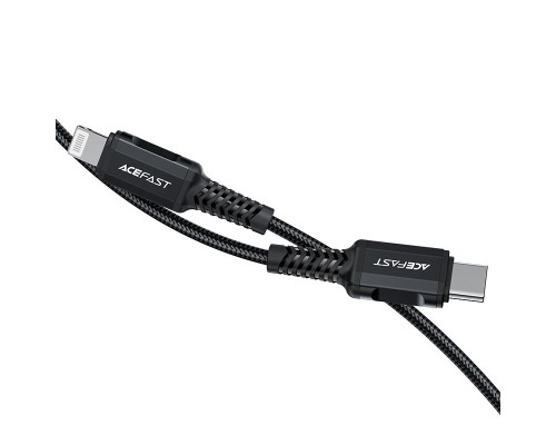 Кабель ACEFAST C4-01 Type-C to iP 3A, 30W, 1.8m, nylon, zinc connectors, Black (6974316281306)