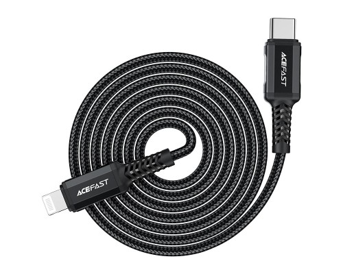 Кабель ACEFAST C4-01 Type-C to iP 3A, 30W, 1.8m, nylon, zinc connectors, Black (6974316281306)