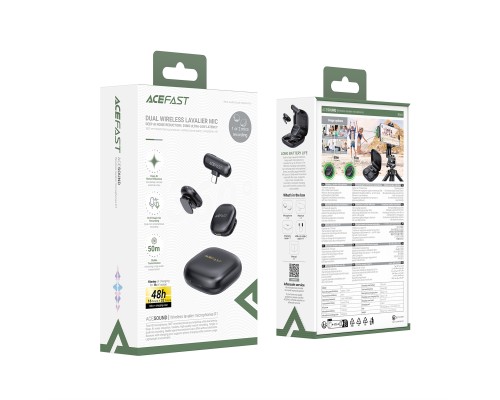 Бездротова мікрофонна система ACEFAST R1 dual-mic (Type-C) Black (6974316284895)