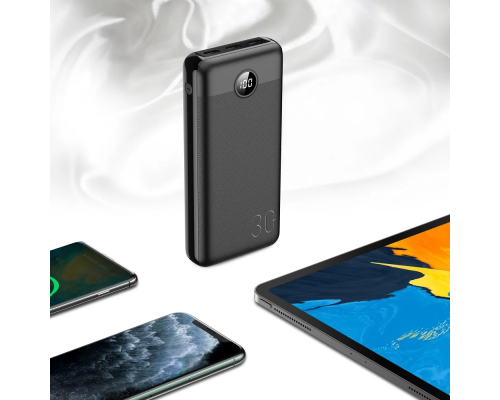 Зовнішній акумулятор VEGER 30000 mAh PD QC3.0 3A 20W L30 (W3008PD) black (VG-W3008PD)