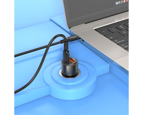 Автомобільний зарядний пристрій BOROFONE BZ20A Smart 83W dual port PD65W+QC3.0 car charger Transparent Black (6941991101625)