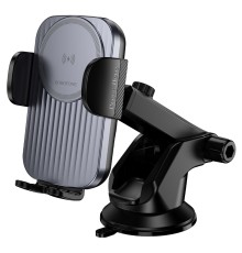 Автотримач для телефона з БЗП BOROFONE BH222 Leading push-type wireless fast charging car holder(center console) Black (6941991119019)