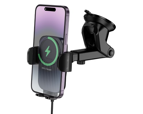 Автотримач для телефона з БЗП BOROFONE BH222 Leading push-type wireless fast charging car holder(center console) Black (6941991119019)