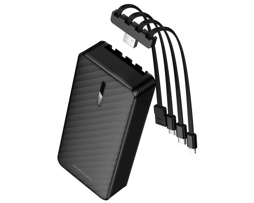 Зовнішній акумулятор BOROFONE BJ84A Smooth power bank with four cables(20000mAh) Black (6941991126178)