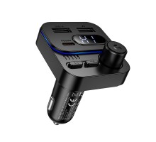 АЗП з FM-модулятором BOROFONE BC61 Ocean 45W(1A1C) car BT FM transmitter Black (6941991125126)