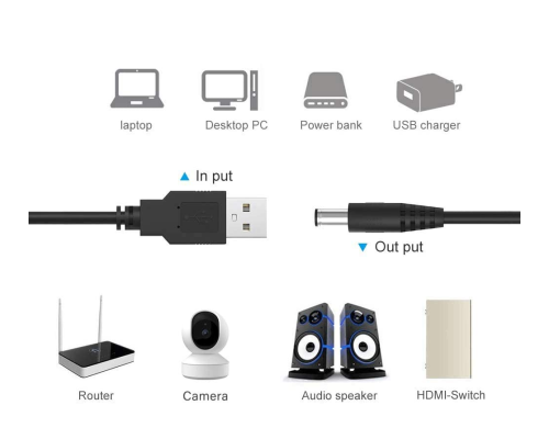 Кабель живлення для роутера USB-DC 5v-12v (1m) (USBDC512)