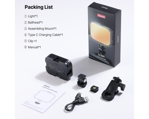 Ulanzi VL100X Selfie Light, Clip LED Light (3356) 