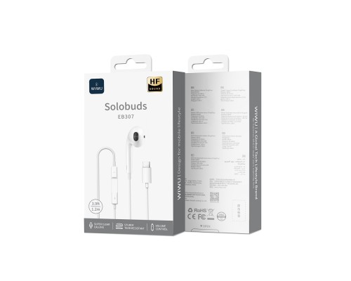 Навушники дротові WIWU EB307 Solobuds Wired Earbuds (Type-C) White (6977703654745)