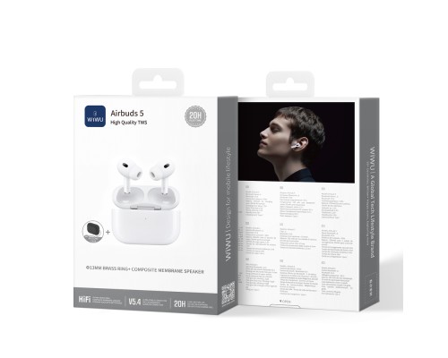 Бездротові навушники TWS WIWU Airbuds 5, ENC, White (6977703655315)