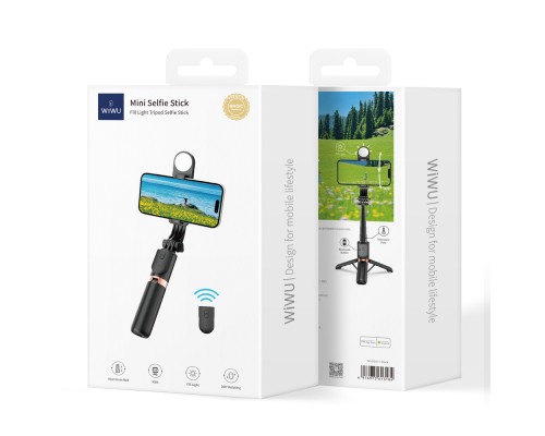 Селфі-трипод WIWU Mini Selfie Stick Wi-SE011 (with filled lights) Black (6976975613184)