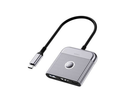 USB-Hub WIWU Traveling 3in1 USB C hub Wi-HB002 Gray (6976975616437)