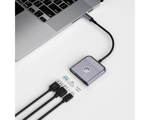 USB-Hub WIWU Traveling 3in1 USB C hub Wi-HB002 Gray (6976975616437)