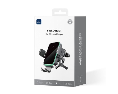 Автотримач для телефона з БЗП WIWU FREELANDER Car Wireless Charger CH-313 Black (6976195097351)