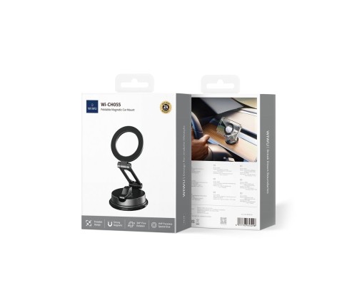 Автотримач для телефона WIWU Foldable Magnetic Car Mount Wi-CH055 Black (6977703653298)