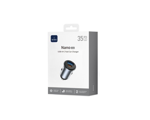 Автомобільний зарядний пристрій WIWU 35W Nano Lite A+C Fast Car Charger Wi-CC030 Gray (6977703656060)