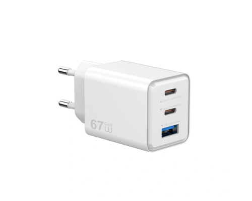 Мережевий зарядний пристрій WIWU Cube 67W 2C+A GaN Fast Charger Wi-G026 EU White (6977703656800)