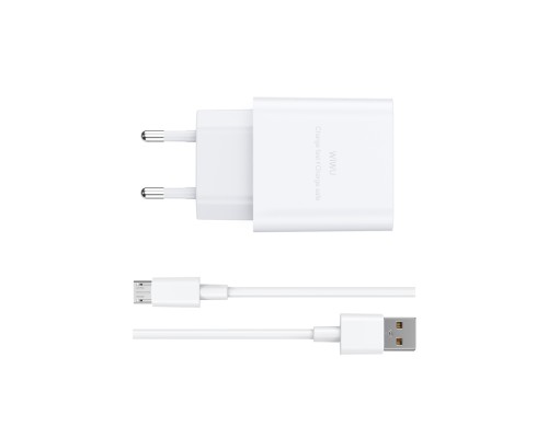 Мережевий зарядний пристрій з кабелем WIWU 2.4A Essen GaN Fast Charger Combo with A-M cable Wi-G023 A-M EU White (6977703655964)