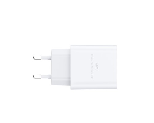 Мережевий зарядний пристрій з кабелем WIWU 2.4A Essen GaN Fast Charger Combo with A-M cable Wi-G023 A-M EU White (6977703655964)