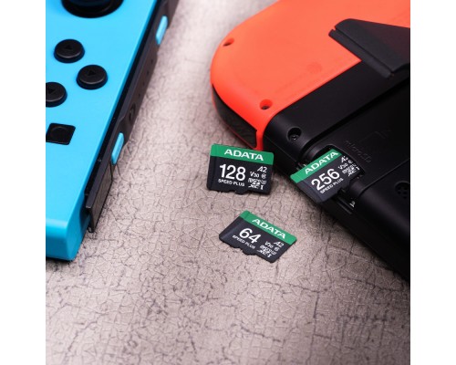 Карта пам'яті microSDXC (UHS-1 U3) A-DATA SPEED PLUS 64Gb Class 10 V30 A2 (R-160Mb/s W140Mb/s) (adapter SD) (UD64GUI3V30A2SP-RA1)