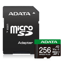 Карта пам'яті microSDXC (UHS-1 U3) A-DATA SPEED PLUS 256Gb Class 10 V30 A2 (R-180Mb/s W160Mb/s) (adapter SD) (UD256GUI3V30A2SP-RA1)