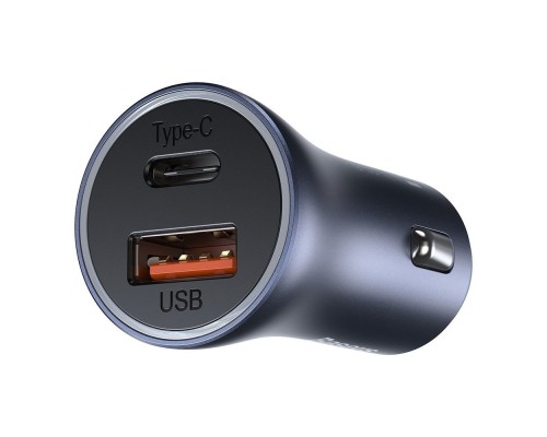 Автомобільний зарядний пристрій Baseus Golden Contactor Pro Dual Car Charger U+C 40W (With Cable Type-C/ iP 1m) Dark Grey (TZCCJD-B0G)