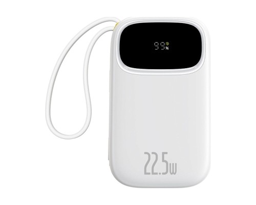Зовнішній акумулятор Baseus EnerFill FC31 Digital Display Power Bank with 2 Built-in Cables 20000mAh 22.5W Moon White (P10082107213-00)