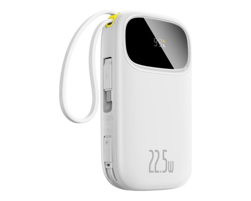 Зовнішній акумулятор Baseus EnerFill FC31 Digital Display Power Bank with 2 Built-in Cables 20000mAh 22.5W Moon White (P10082107213-00)