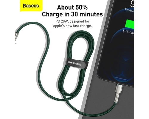 Кабель Baseus Cafule Series Metal Data Cable Type-C to iP PD 20W 1m Green (CATLJK-A06)
