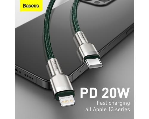 Кабель Baseus Cafule Series Metal Data Cable Type-C to iP PD 20W 1m Green (CATLJK-A06)