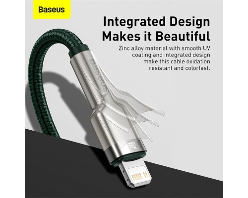 Кабель Baseus Cafule Series Metal Data Cable Type-C to iP PD 20W 1m Green (CATLJK-A06)