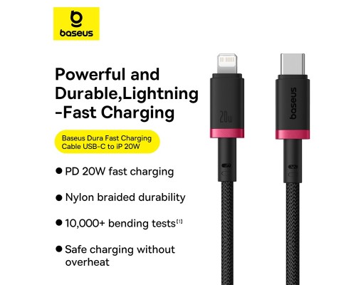 Кабель Baseus Dura Series Fast Charging Cable Type-C to iP 20W 1m Grey+Black (P10377800U01-01)