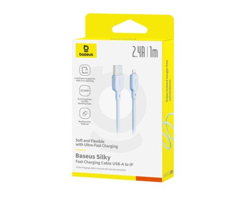 Кабель Baseus Silky Series Fast Charging Cable USB to iP 2.4A 1m Galaxy Blue (P10377702313-00)